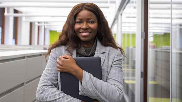 Woman smiling at work