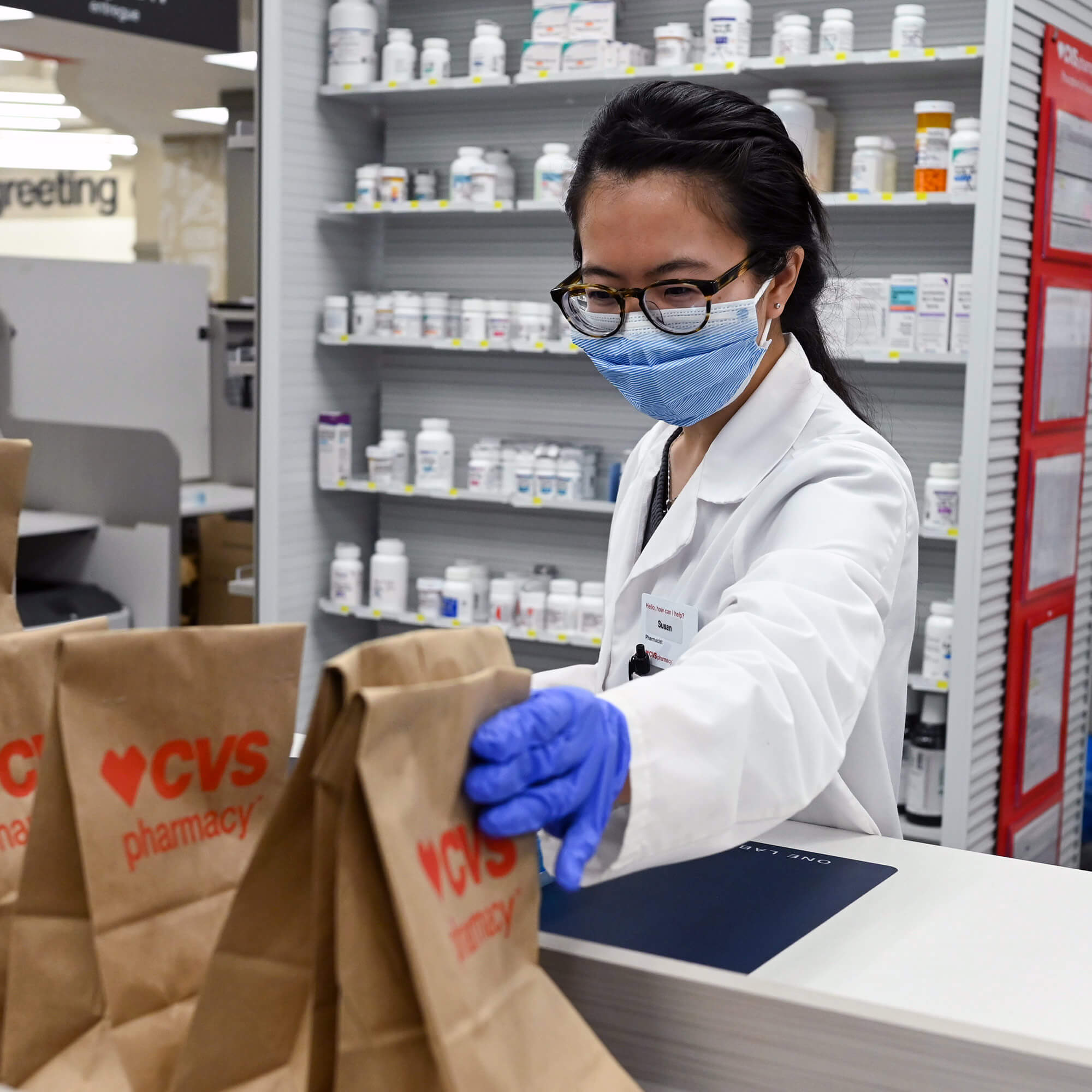 Pharmacist preparing medication