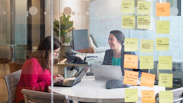Two women having a meeting in an office space