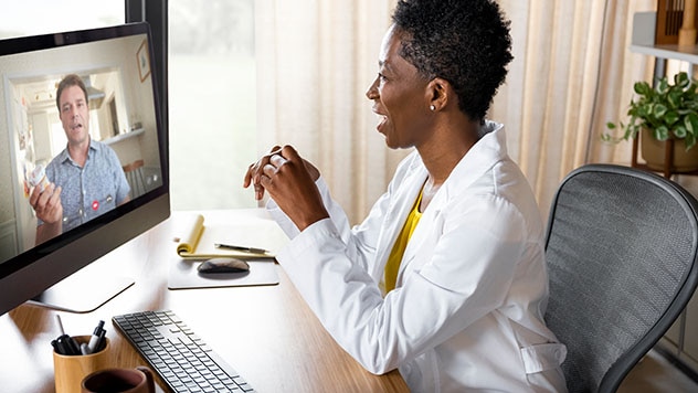 A patient having a virtual care appointment with a CVS medical provider