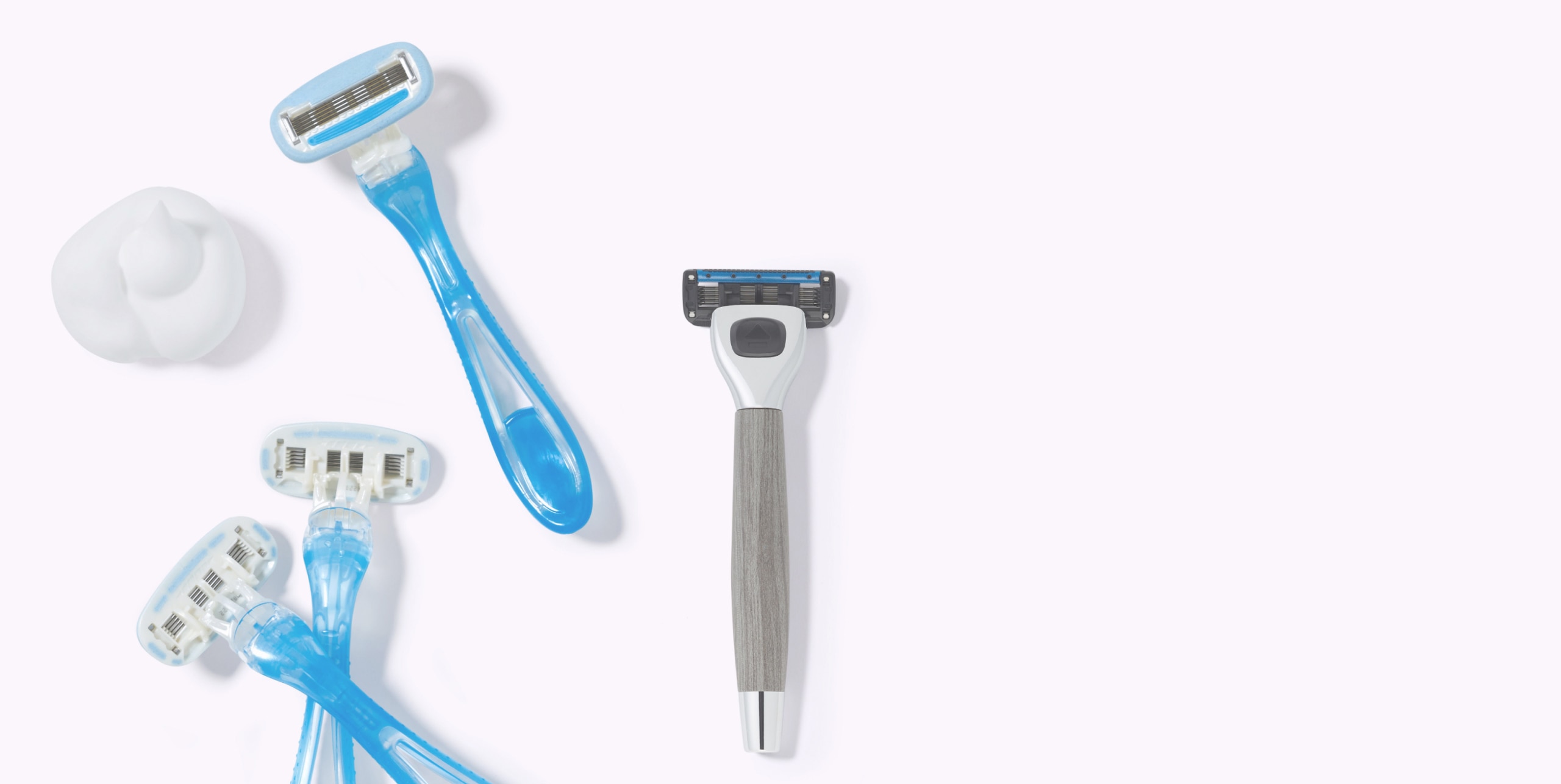 Women's razors placed next to men's razors to highlight price equity