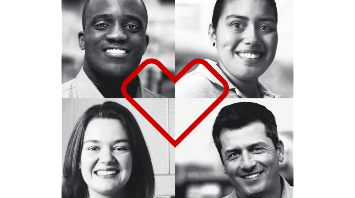 Photo of two men and women surrounding CVS logo