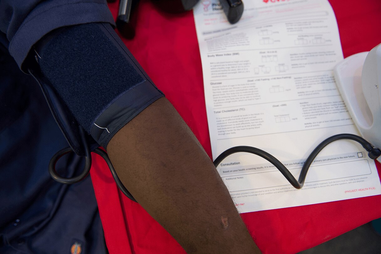 Blood pressure screening at a Project Health event