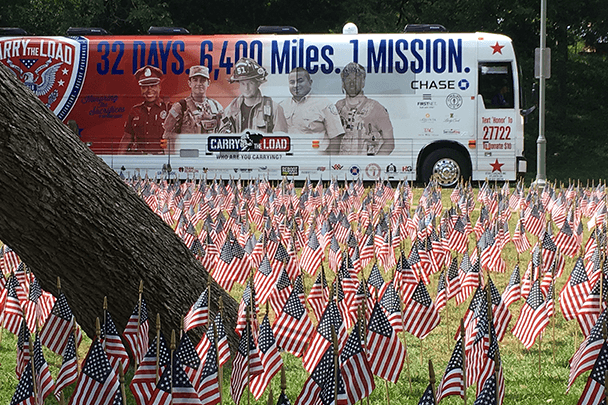 Flags honoring fallen soldiers