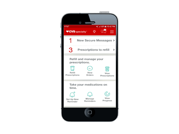 A screenshot from the new CVS Specialty mobile app.