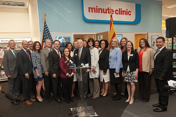 Partnership announcement at a MinuteClinic in the Phoenix area