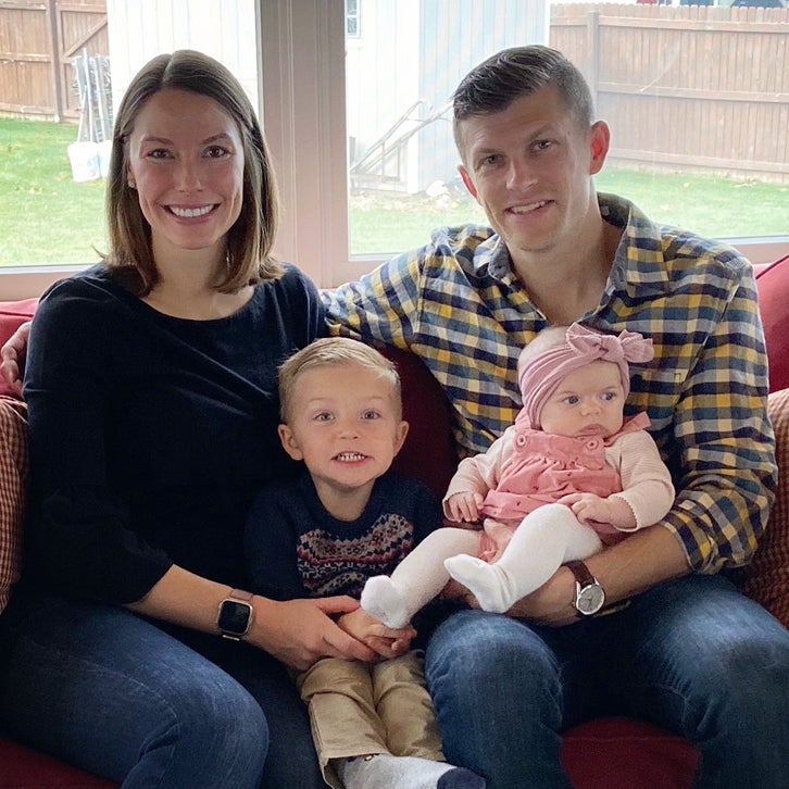 Katie with her husband Mike and children Michael and Kealey.