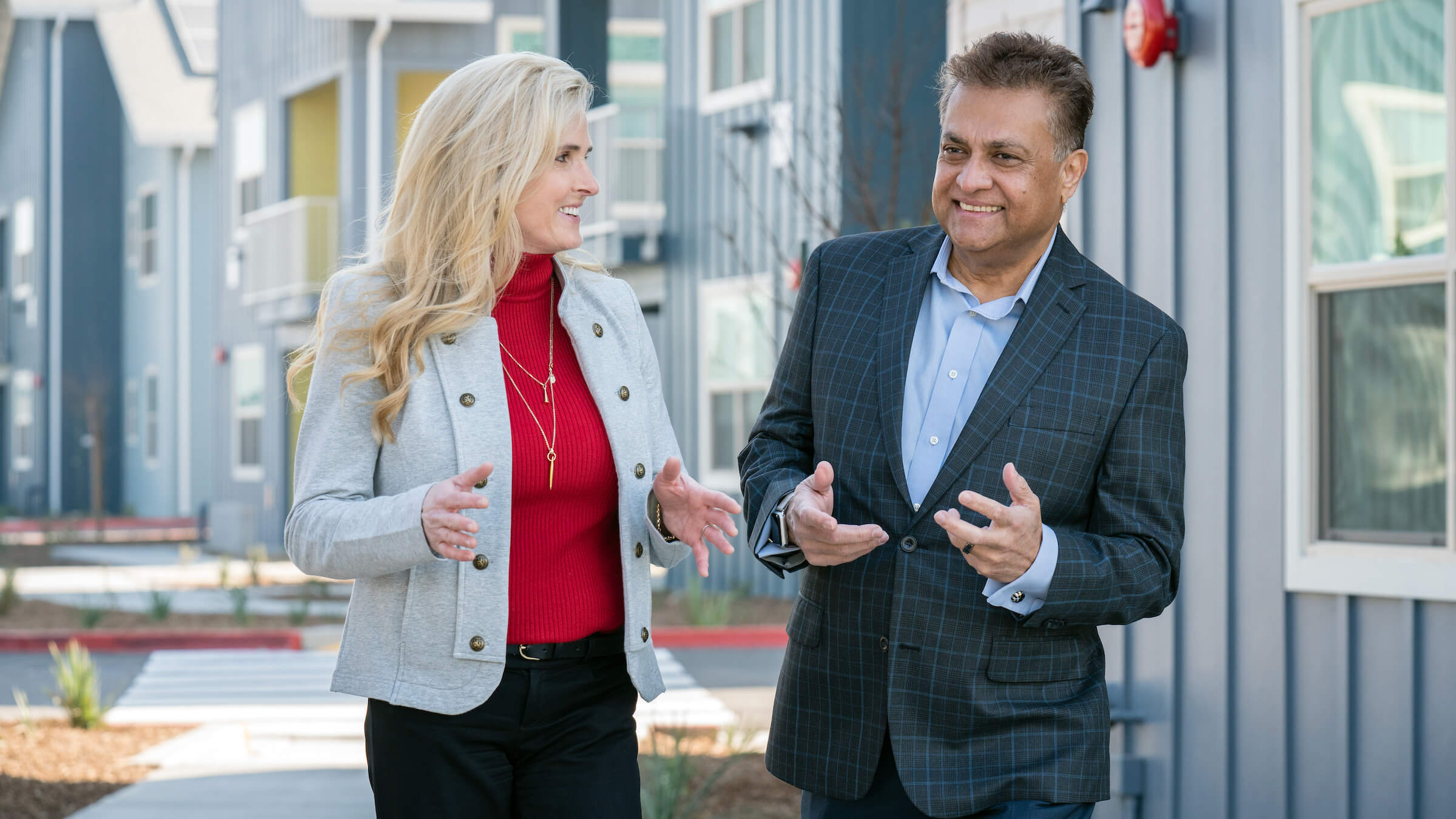 A photo of Keli Savage, Sr. Director Investment Strategy, and Chet Uma, CEO Aetna Better Health of CA., visiting Sequoia Commons for the grand opening February 14, 2020.