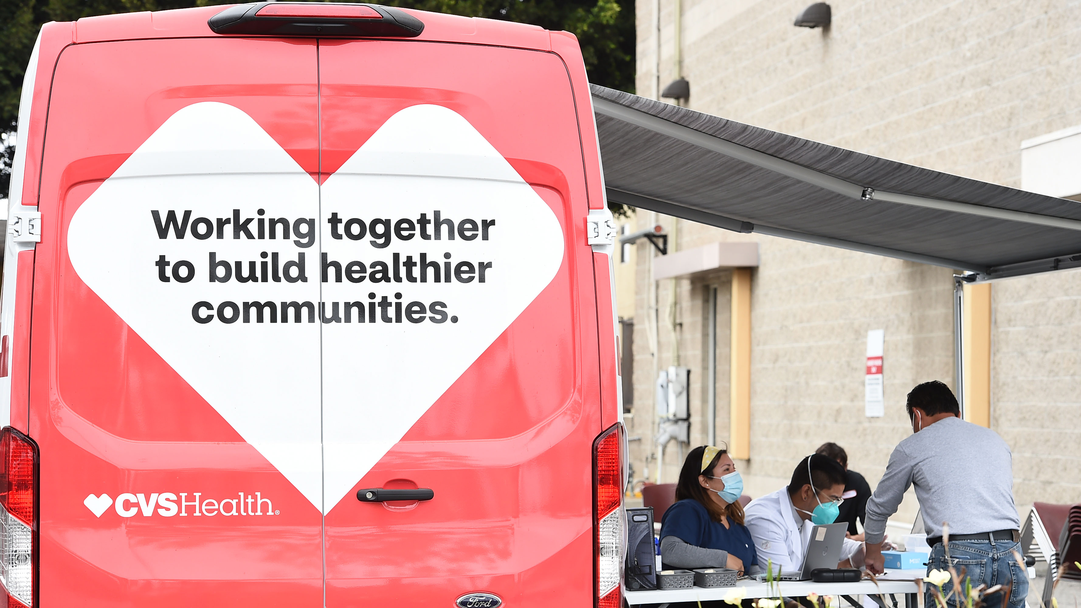 A CVS branded van works as a mobile COVID-19 vaccination clinic to make vaccines more accessible. 