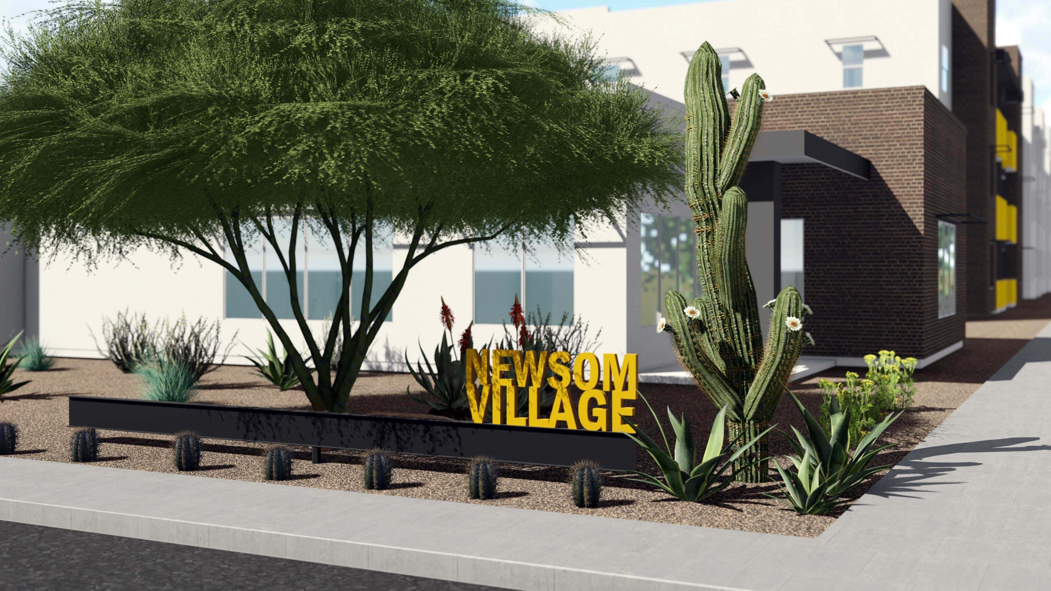 A digital rendering of Newsom Village