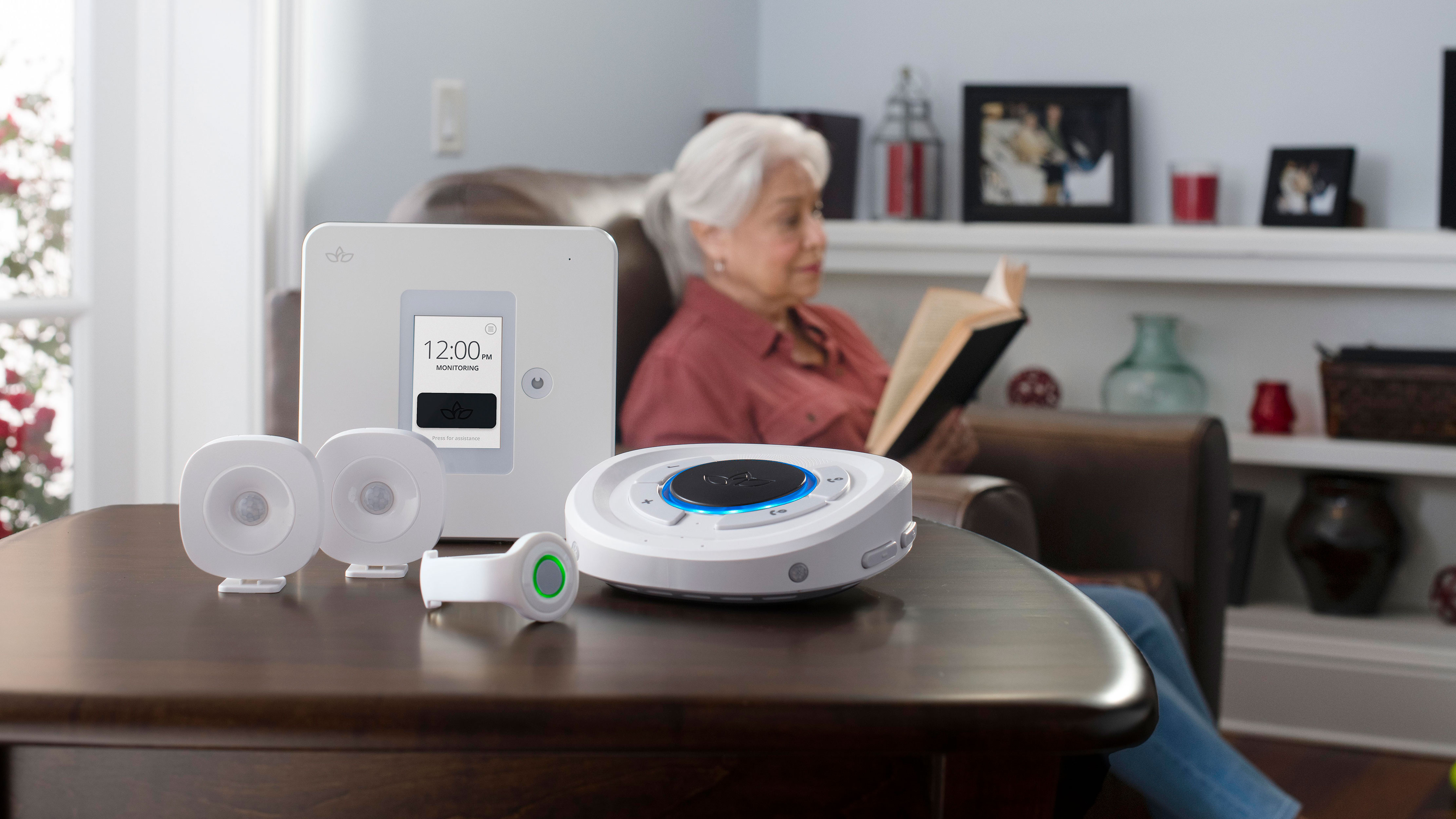 The CVS Health Symphony™ medical alert system, seen with its Smart Hub and additional accessories.