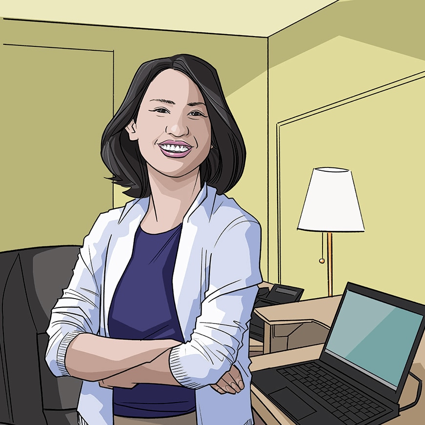 Caricature of Jen Lin, Pharmacist and Clinical Advisor, Federal Employee Program (FEP), in Phoenix, AZ