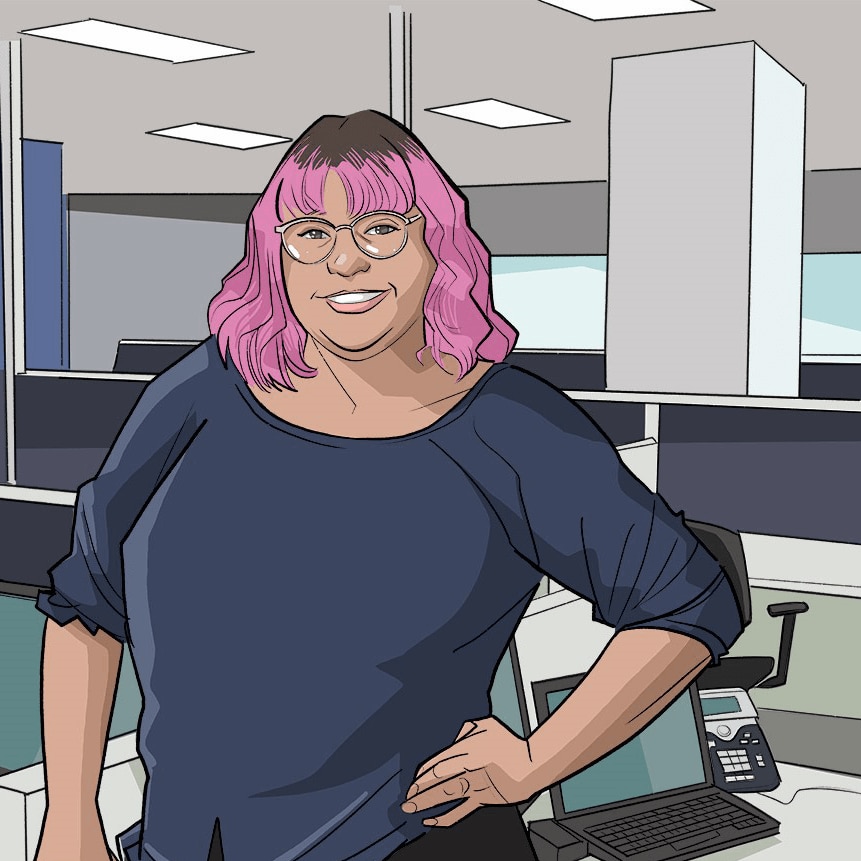 Caricature of Vanessa Marquez, Customer Care Representative, Member Services, in Chandler, AZ