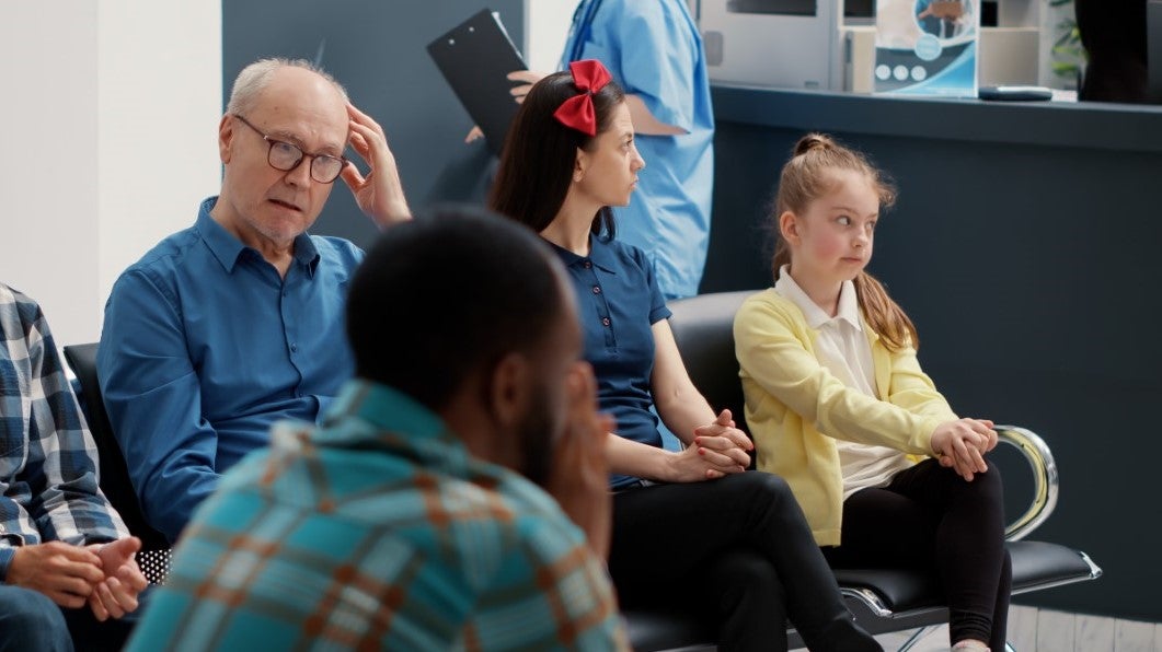 Patients in doctor office waiting room
