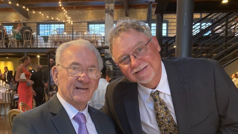 Chris Steel shown with his father William