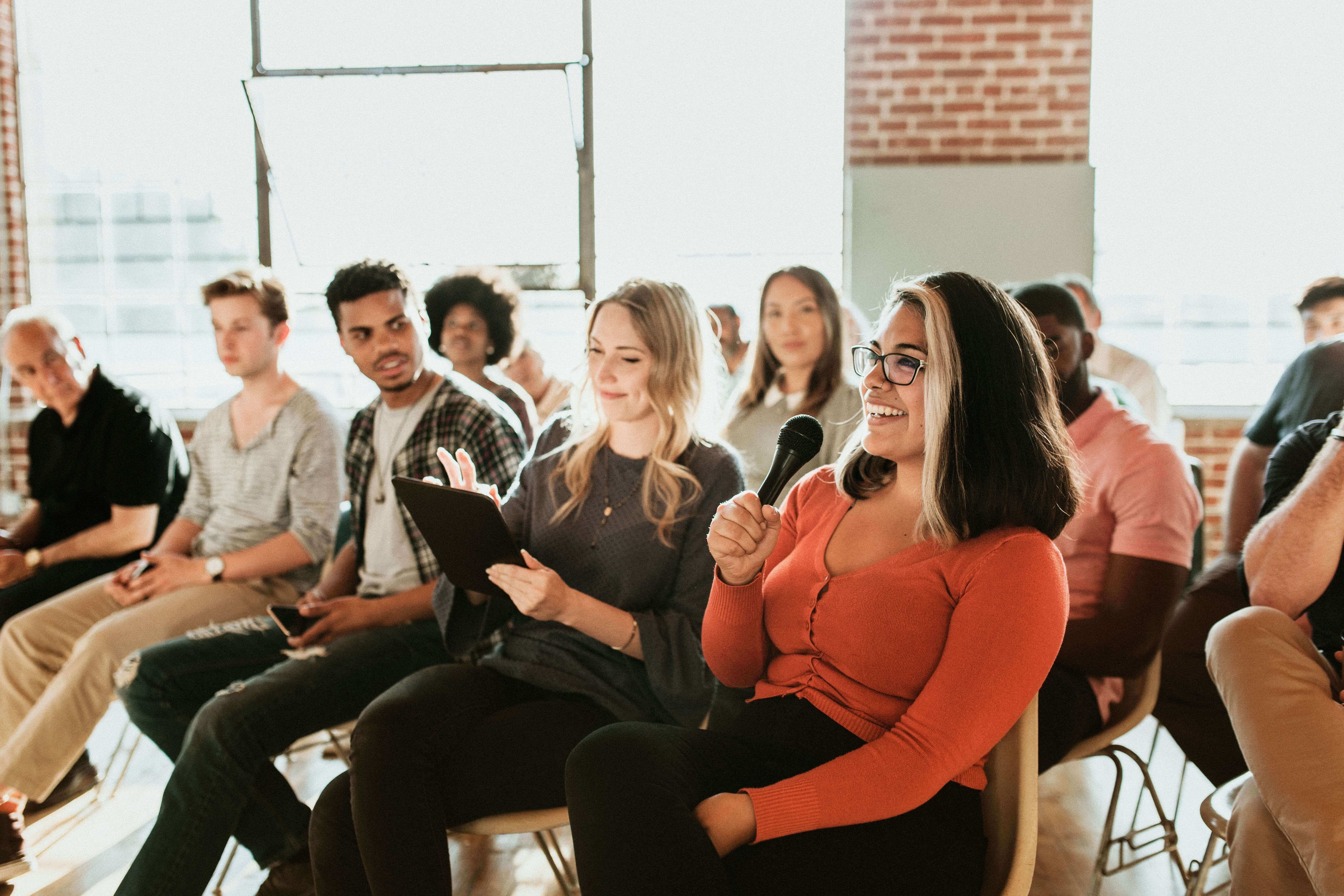 Group interacting at a community center