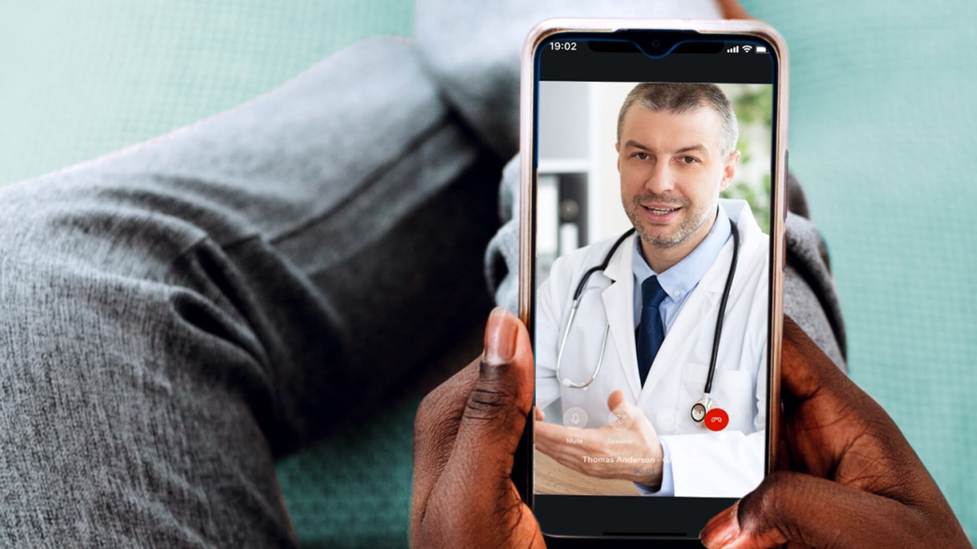 Patient speaks with a doctor virtually on video chat