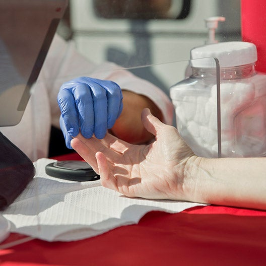 Medical professional performing test on patient