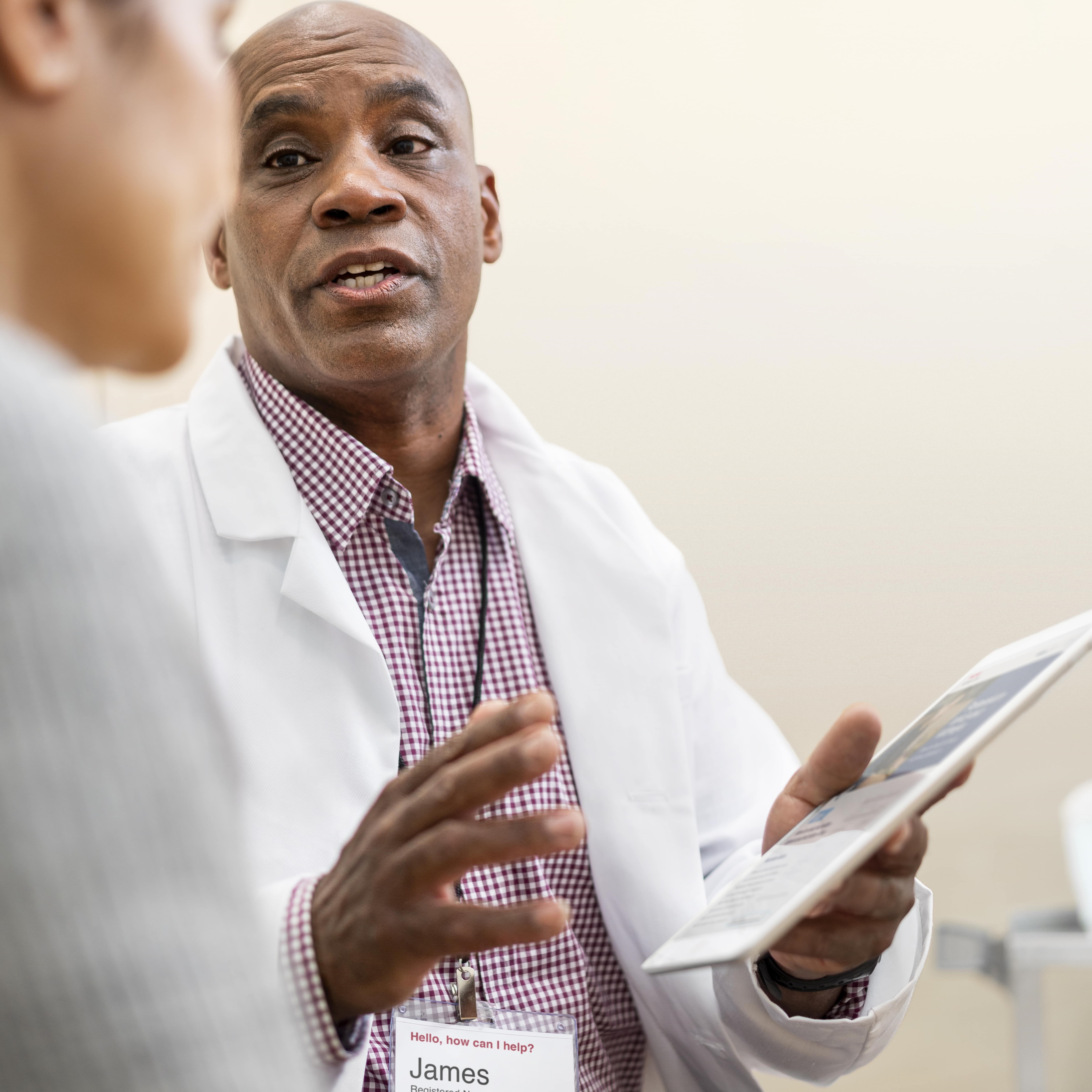 A doctor meeting with a patient